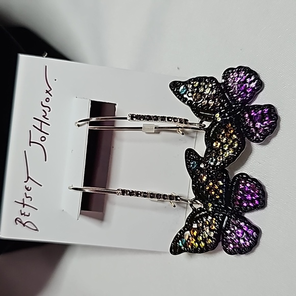 Betsey Johnson Jewelry - NWT Betsey Johnson Drop/Dangle Pavé Butterfly Earrings 🦋!!